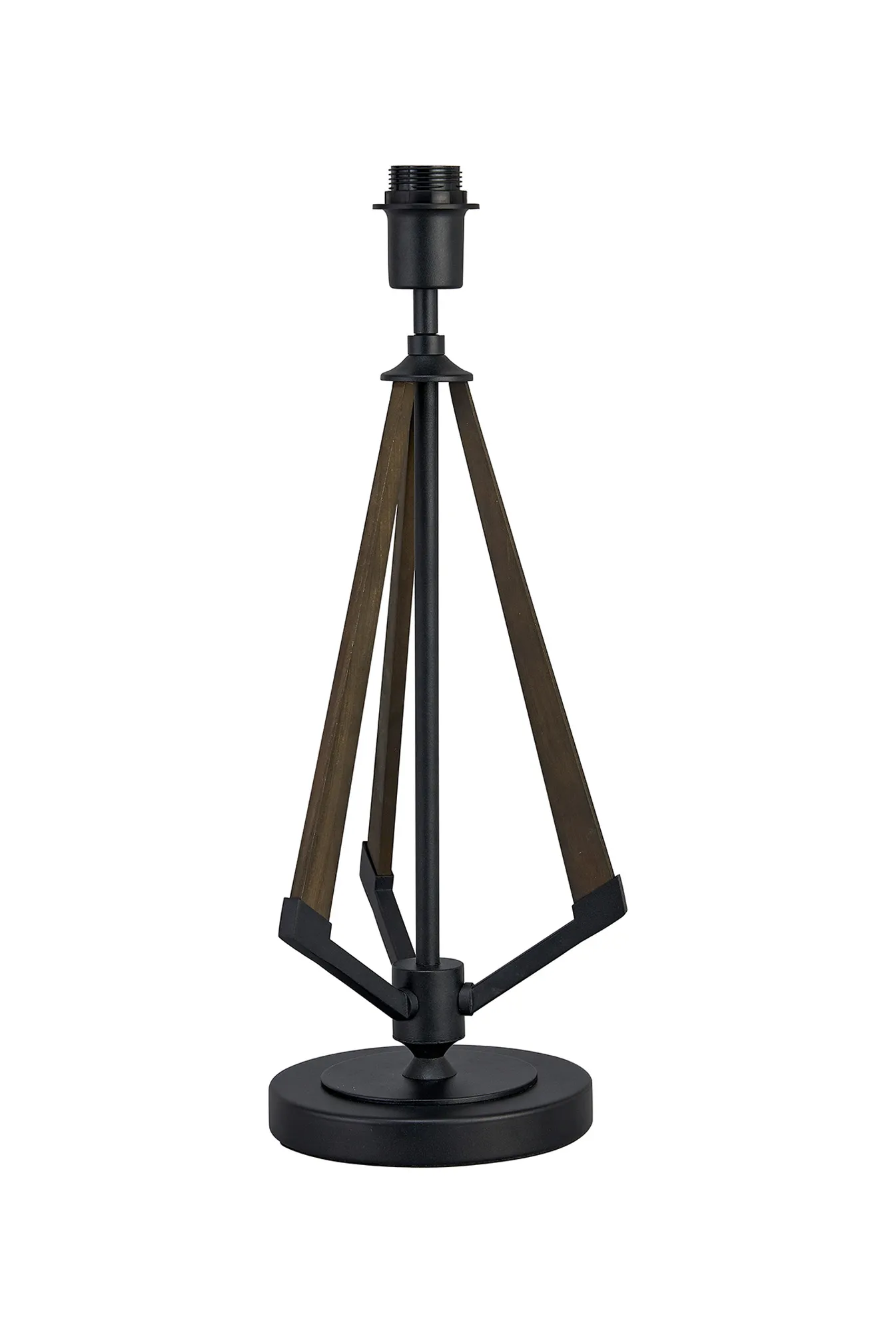 IL32929  Hilton Table Lamp 1 Light E27 Satin Black/Dark Grey Wood